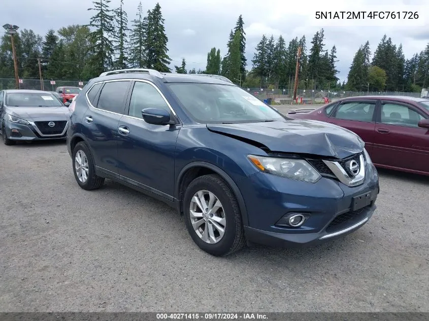 2015 Nissan Rogue S/Sl/Sv VIN: 5N1AT2MT4FC761726 Lot: 40271415