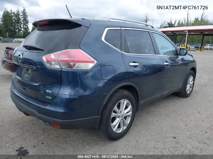 2015 Nissan Rogue S/Sl/Sv VIN: 5N1AT2MT4FC761726 Lot: 40271415