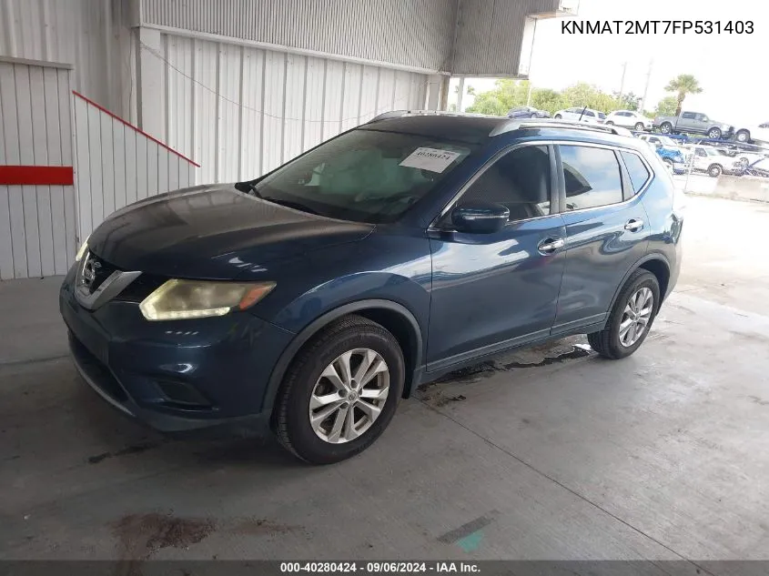 2015 Nissan Rogue Sv VIN: KNMAT2MT7FP531403 Lot: 40280424