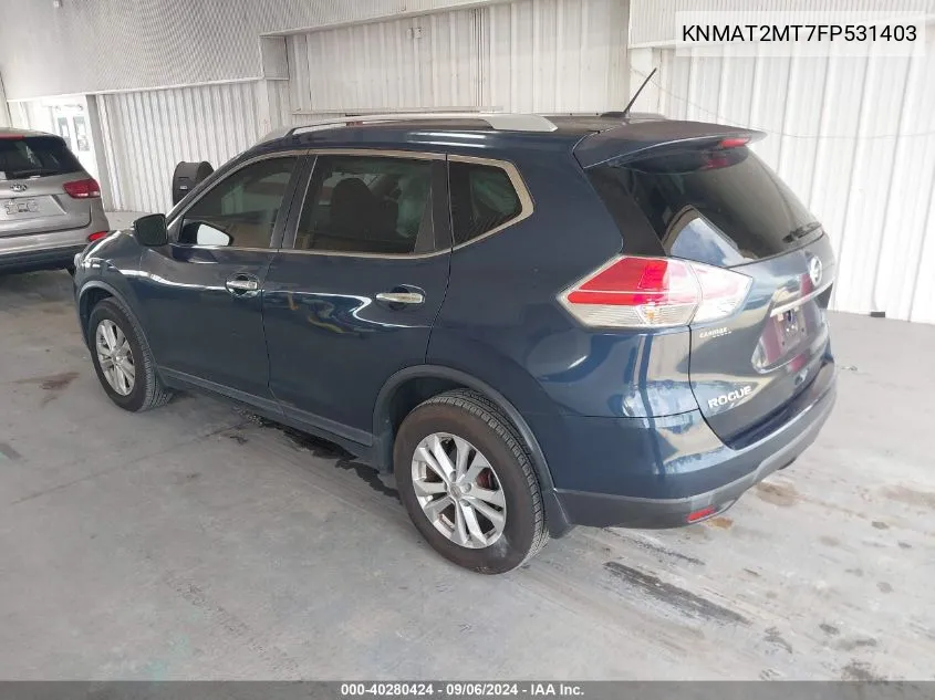 2015 Nissan Rogue Sv VIN: KNMAT2MT7FP531403 Lot: 40280424