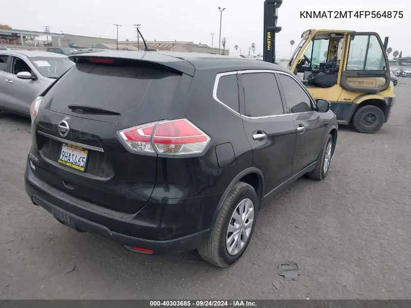 2015 Nissan Rogue S VIN: KNMAT2MT4FP564875 Lot: 40303685