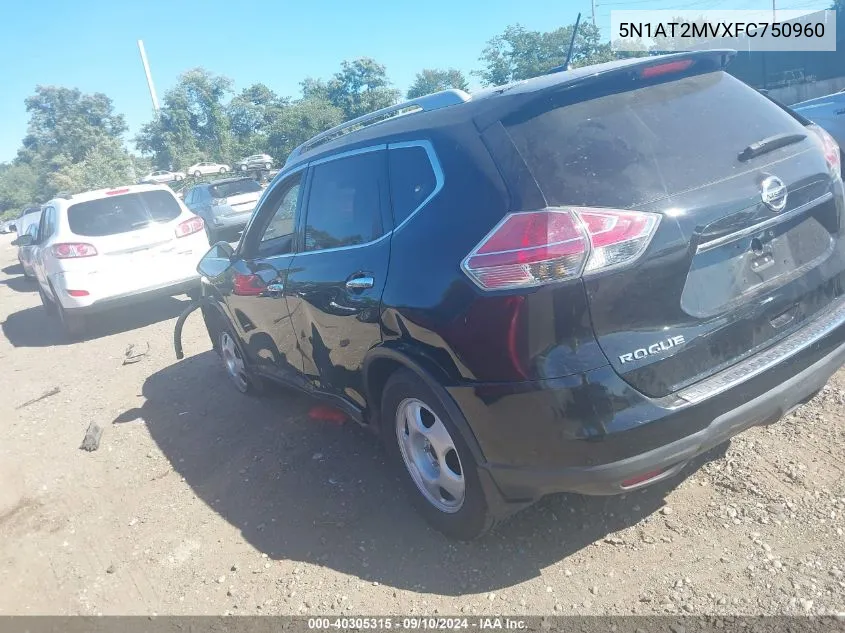 2015 Nissan Rogue Sv VIN: 5N1AT2MVXFC750960 Lot: 40305315