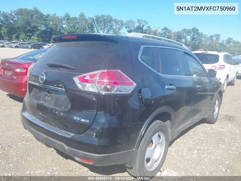 2015 Nissan Rogue Sv VIN: 5N1AT2MVXFC750960 Lot: 40305315