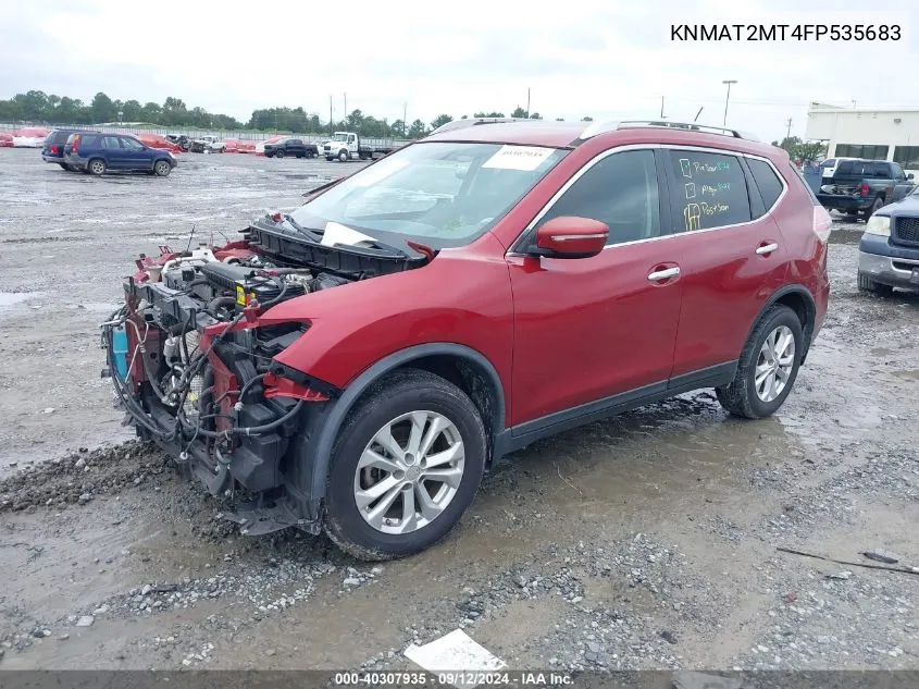 2015 Nissan Rogue Sv VIN: KNMAT2MT4FP535683 Lot: 40307935