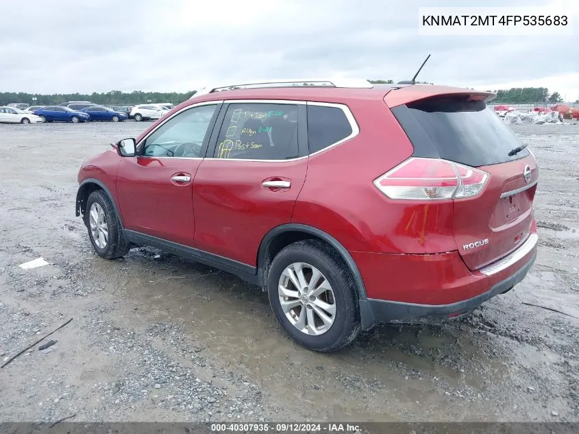 2015 Nissan Rogue Sv VIN: KNMAT2MT4FP535683 Lot: 40307935