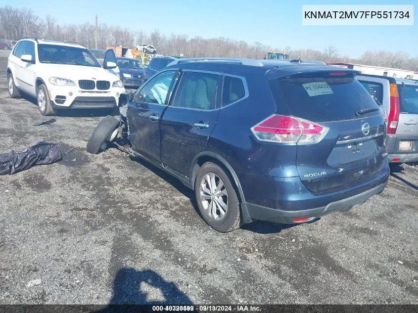 2015 Nissan Rogue Sv VIN: KNMAT2MV7FP551734 Lot: 40320599