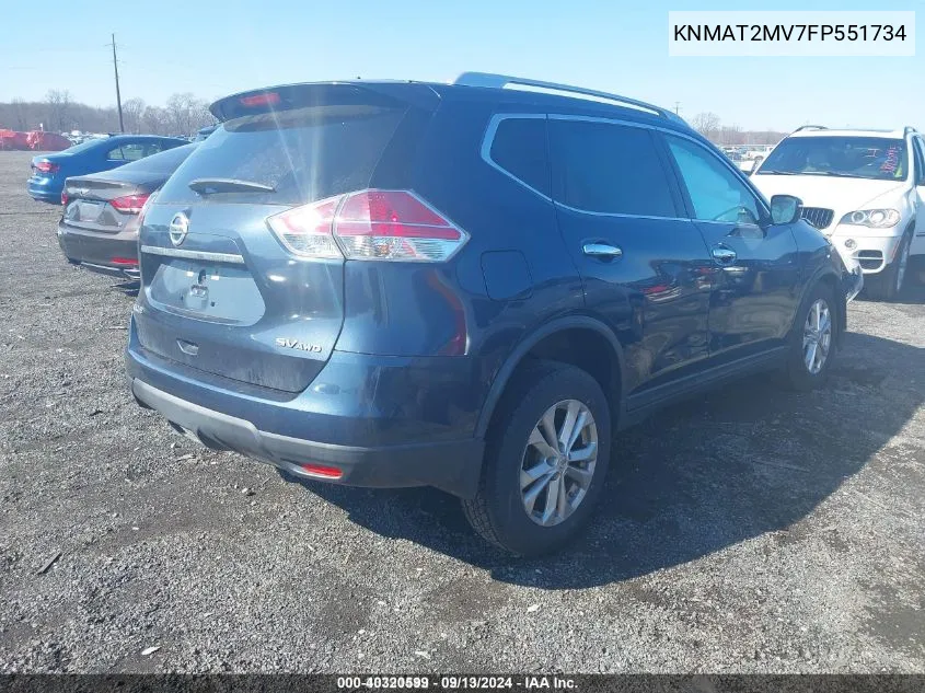 2015 Nissan Rogue Sv VIN: KNMAT2MV7FP551734 Lot: 40320599