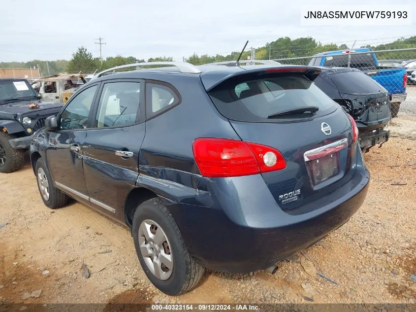 2015 Nissan Rogue Select S VIN: JN8AS5MV0FW759193 Lot: 40323154