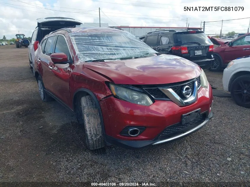 2015 Nissan Rogue Sv VIN: 5N1AT2MT5FC881079 Lot: 40403106