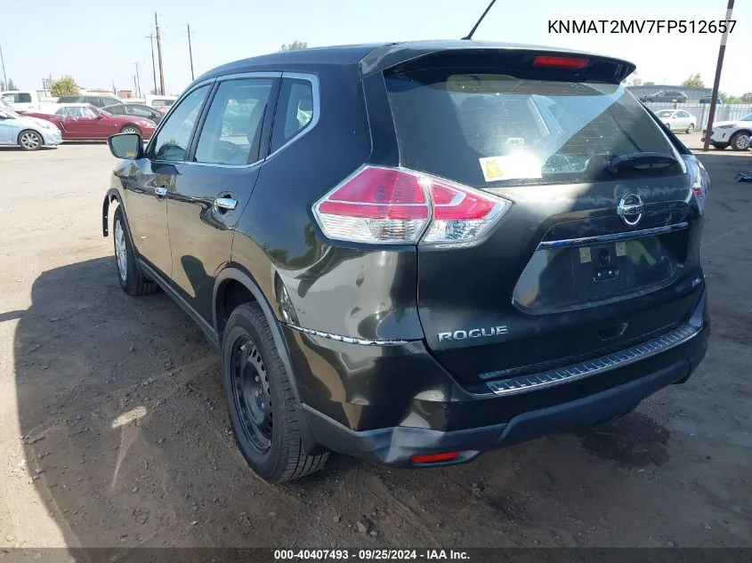 2015 Nissan Rogue S VIN: KNMAT2MV7FP512657 Lot: 40407493