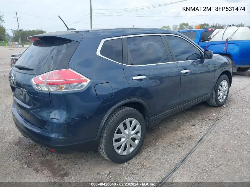 2015 Nissan Rogue S VIN: KNMAT2MT8FP531474 Lot: 40420640