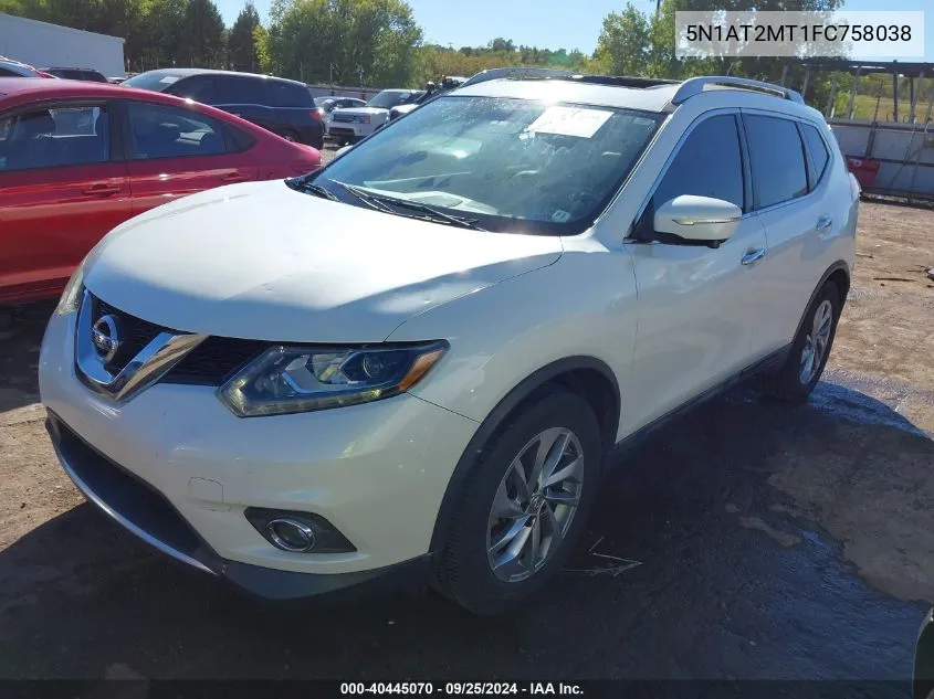 2015 Nissan Rogue Sl VIN: 5N1AT2MT1FC758038 Lot: 40445070