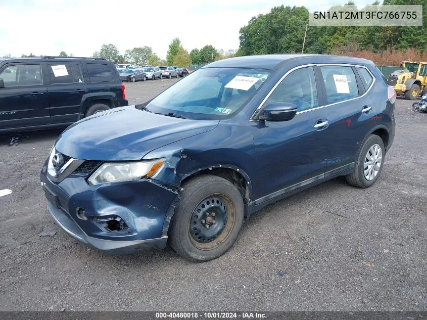 2015 Nissan Rogue S VIN: 5N1AT2MT3FC766755 Lot: 40480018