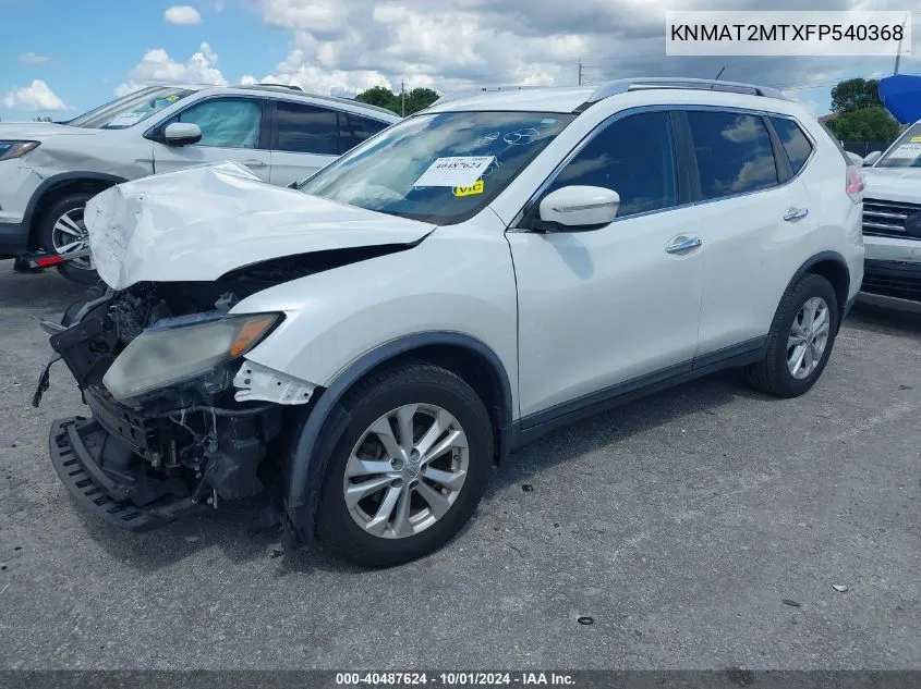 2015 Nissan Rogue Sv VIN: KNMAT2MTXFP540368 Lot: 40487624