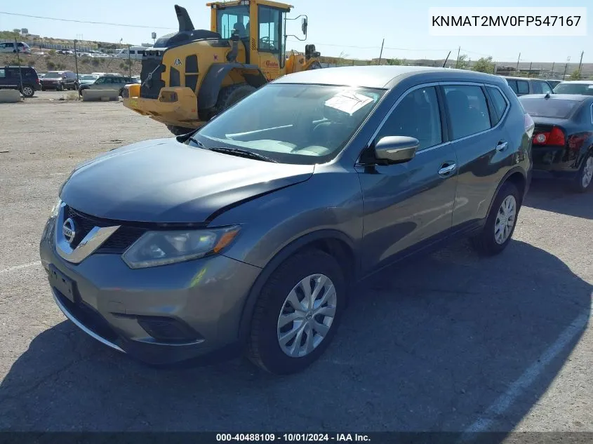 2015 Nissan Rogue S VIN: KNMAT2MV0FP547167 Lot: 40488109