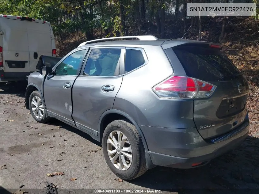 2015 Nissan Rogue Sv VIN: 5N1AT2MV0FC922476 Lot: 40491103