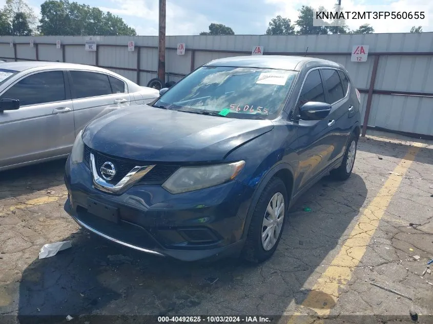 2015 Nissan Rogue S VIN: KNMAT2MT3FP560655 Lot: 40492625