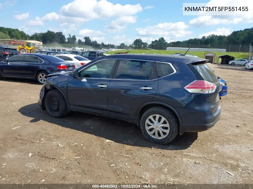 2015 Nissan Rogue S VIN: KNMAT2MT5FP551455 Lot: 40492902