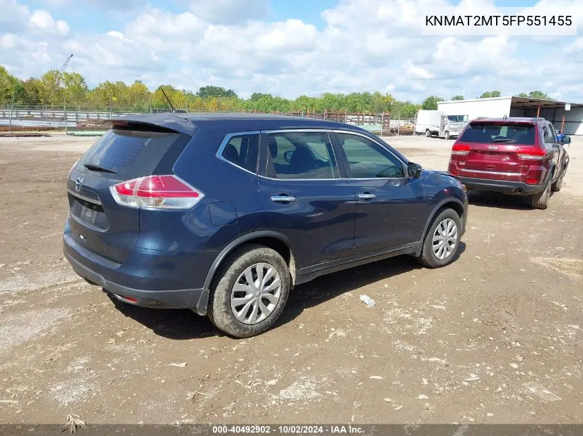 2015 Nissan Rogue S VIN: KNMAT2MT5FP551455 Lot: 40492902