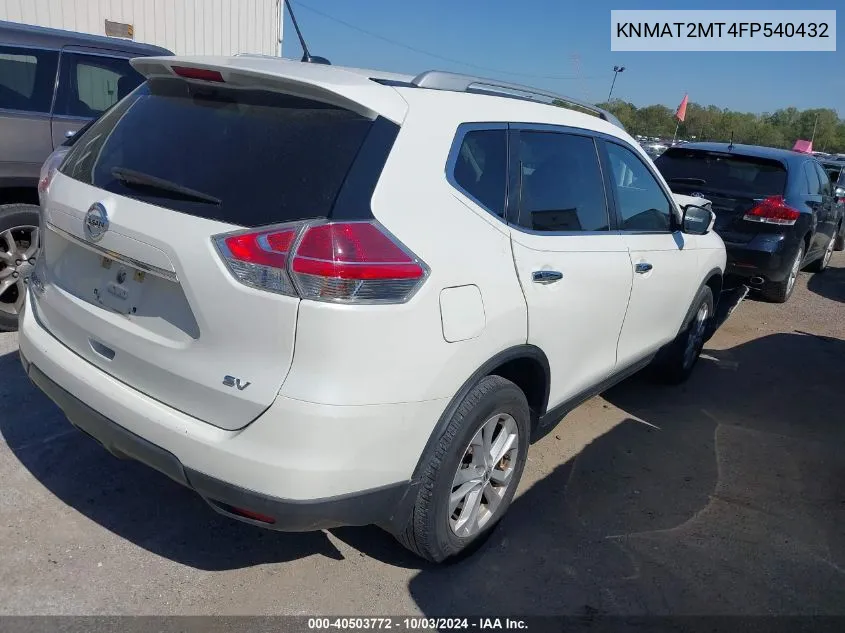 2015 Nissan Rogue Sv VIN: KNMAT2MT4FP540432 Lot: 40503772