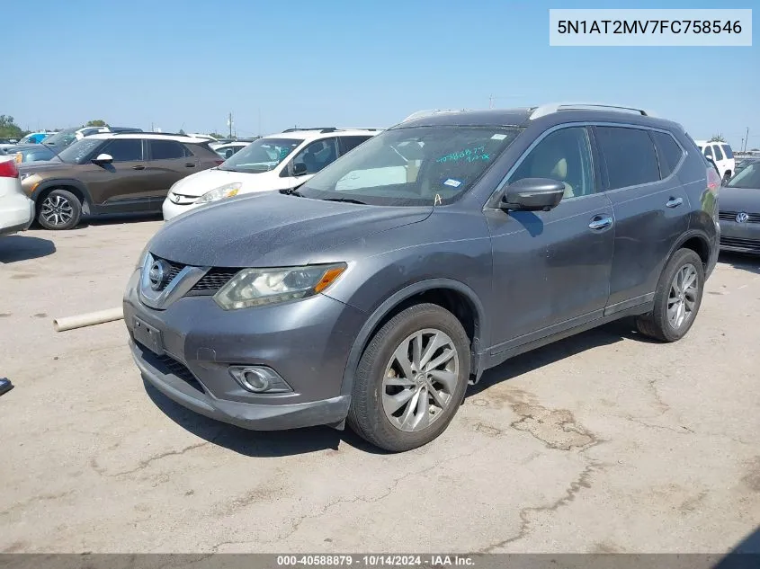 2015 Nissan Rogue Sl VIN: 5N1AT2MV7FC758546 Lot: 40588879