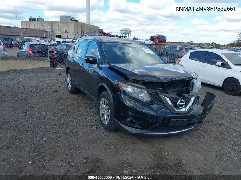 2015 Nissan Rogue S VIN: KNMAT2MV3FP532551 Lot: 40603659