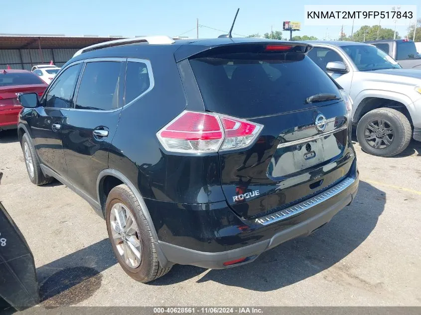 2015 Nissan Rogue Sv VIN: KNMAT2MT9FP517843 Lot: 40628561