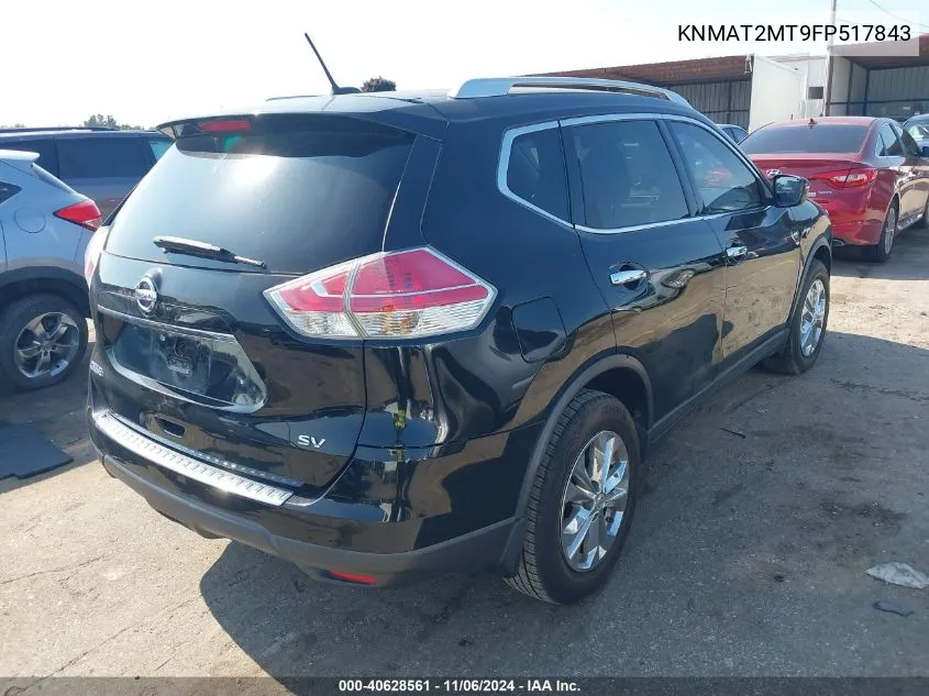 2015 Nissan Rogue Sv VIN: KNMAT2MT9FP517843 Lot: 40628561