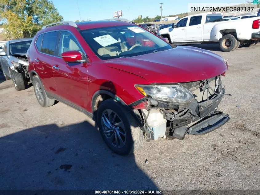 2015 Nissan Rogue Sl VIN: 5N1AT2MVXFC887137 Lot: 40701048