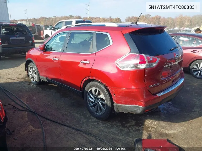 2015 Nissan Rogue Sl VIN: 5N1AT2MT4FC803831 Lot: 40703221