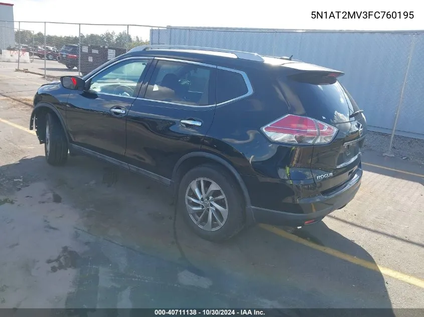 2015 Nissan Rogue Sl VIN: 5N1AT2MV3FC760195 Lot: 40711138