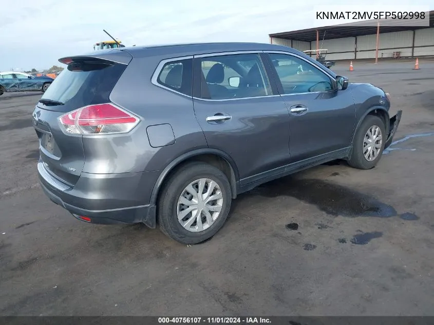 2015 Nissan Rogue S VIN: KNMAT2MV5FP502998 Lot: 40756107