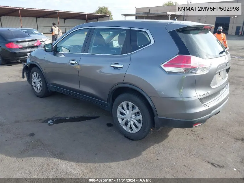 2015 Nissan Rogue S VIN: KNMAT2MV5FP502998 Lot: 40756107