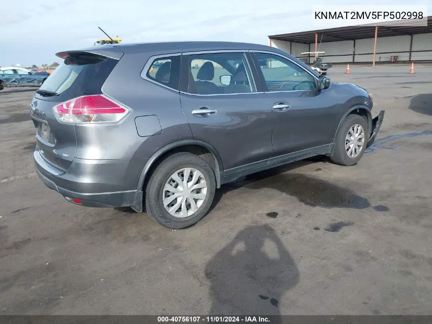 2015 Nissan Rogue S VIN: KNMAT2MV5FP502998 Lot: 40756107