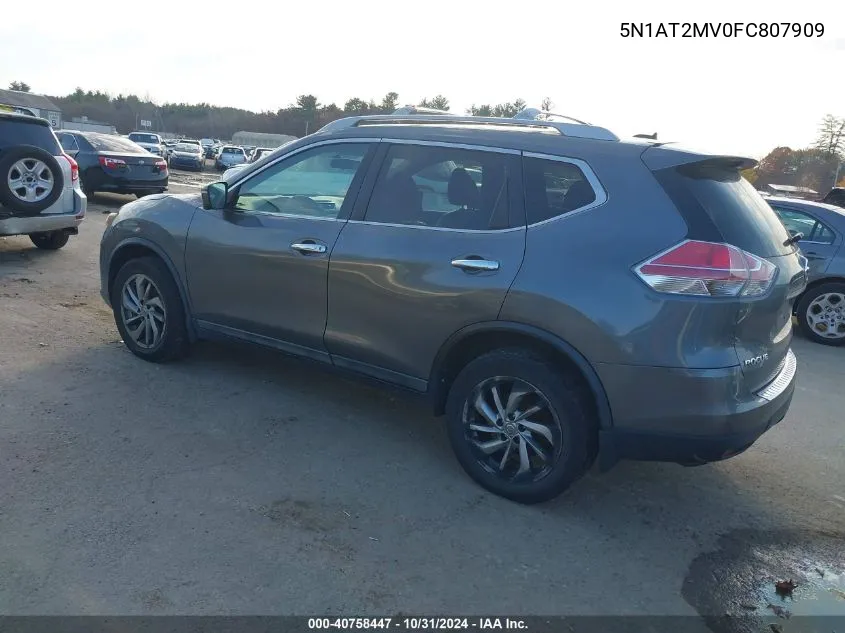 2015 Nissan Rogue Sl VIN: 5N1AT2MV0FC807909 Lot: 40758447