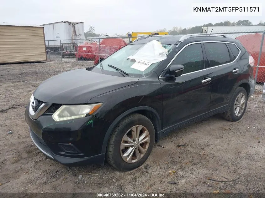 2015 Nissan Rogue Sv VIN: KNMAT2MT5FP511571 Lot: 40759262