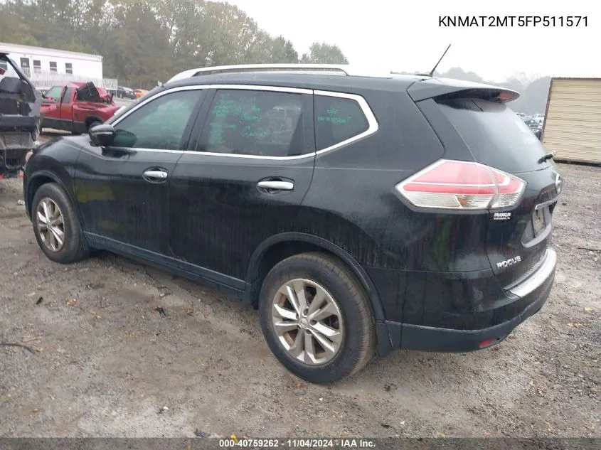 2015 Nissan Rogue Sv VIN: KNMAT2MT5FP511571 Lot: 40759262