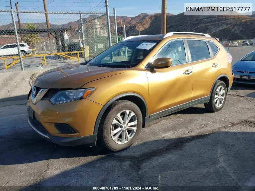 2015 Nissan Rogue Sv VIN: KNMAT2MT0FP517777 Lot: 40761789