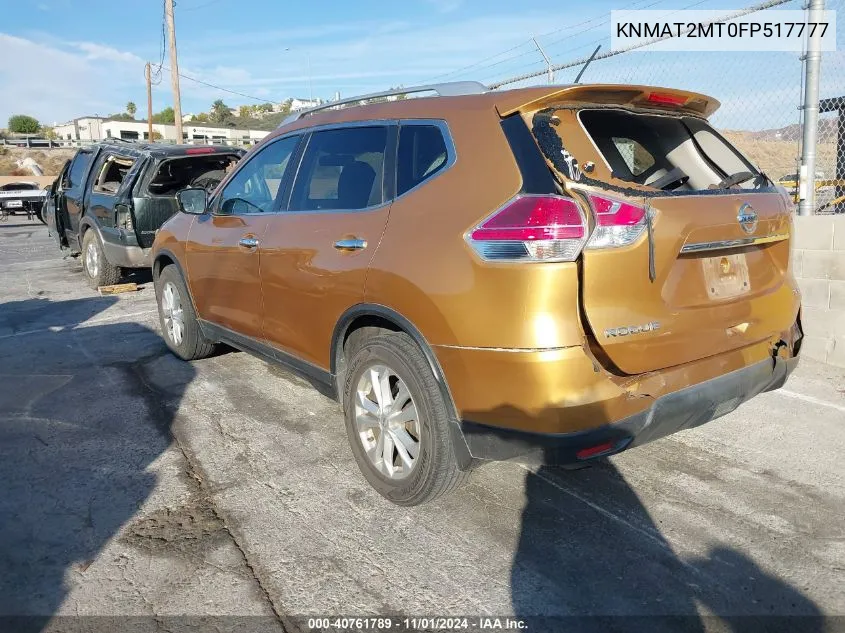 2015 Nissan Rogue Sv VIN: KNMAT2MT0FP517777 Lot: 40761789