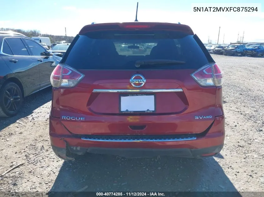 2015 Nissan Rogue Sv VIN: 5N1AT2MVXFC875294 Lot: 40774285