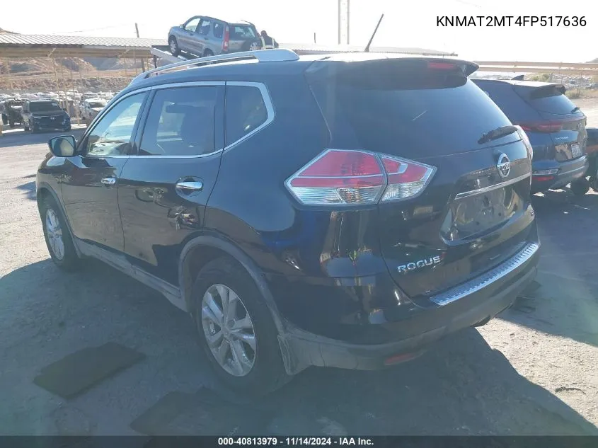 2015 Nissan Rogue Sv VIN: KNMAT2MT4FP517636 Lot: 40813979