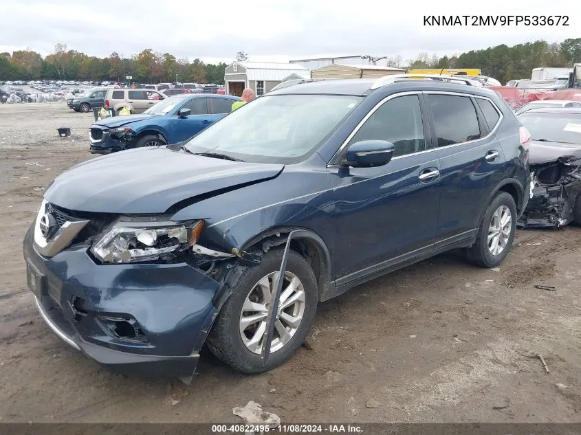 2015 Nissan Rogue Sv VIN: KNMAT2MV9FP533672 Lot: 40822495