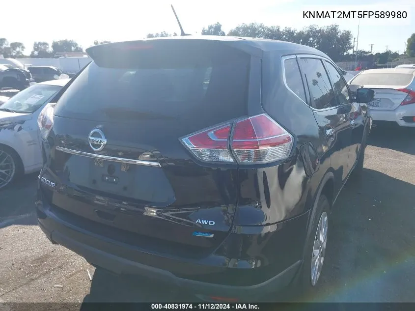 2015 Nissan Rogue S VIN: KNMAT2MT5FP589980 Lot: 40831974