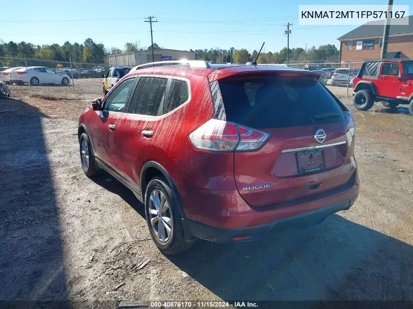 2015 Nissan Rogue Sv VIN: KNMAT2MT1FP571167 Lot: 40876170