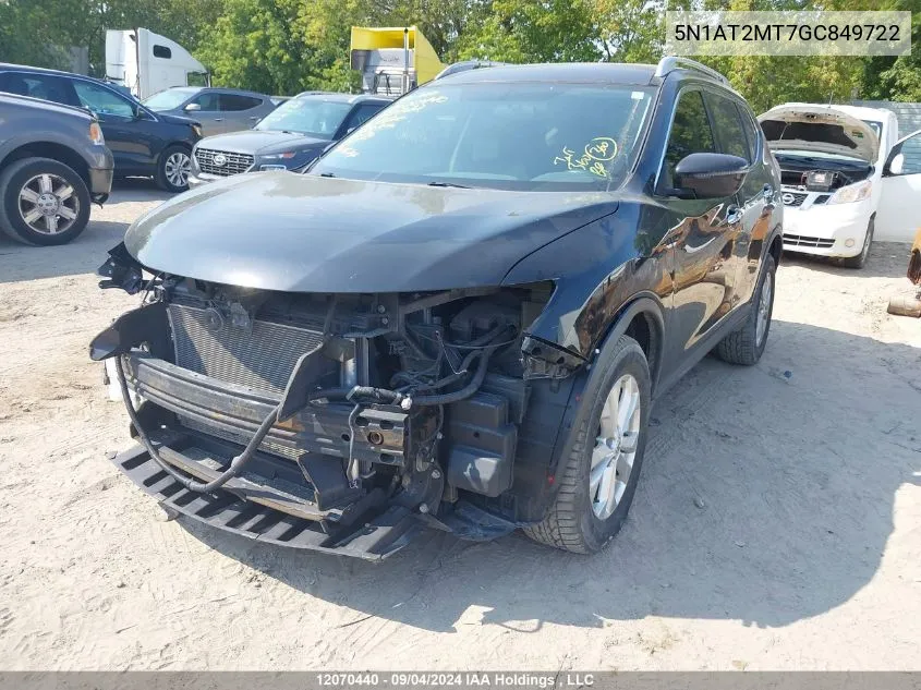 2016 Nissan Rogue VIN: 5N1AT2MT7GC849722 Lot: 12070440