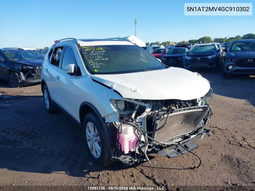 2016 Nissan Rogue VIN: 5N1AT2MV4GC910302 Lot: 12093138