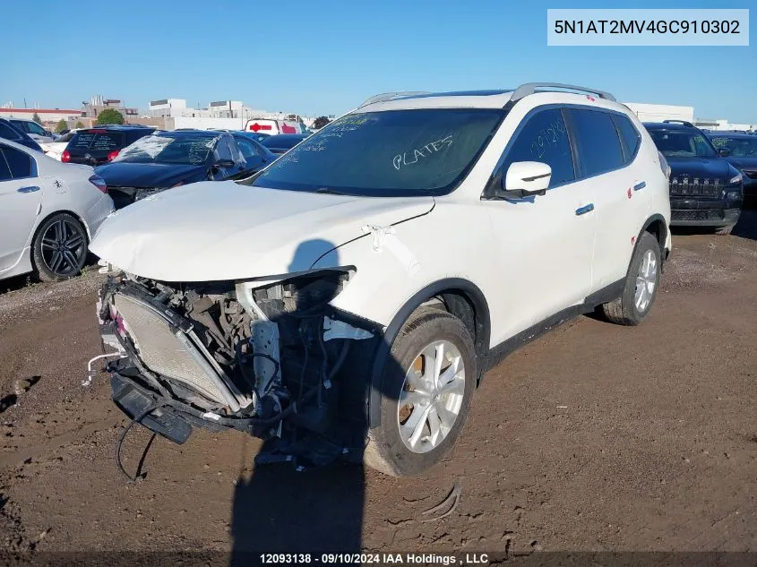 2016 Nissan Rogue VIN: 5N1AT2MV4GC910302 Lot: 12093138