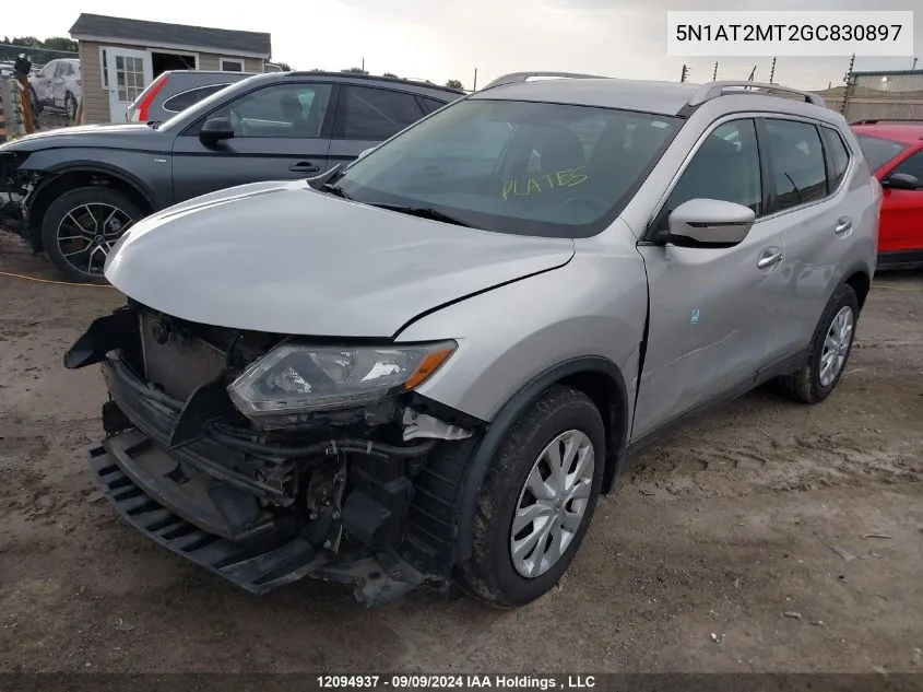 2016 Nissan Rogue VIN: 5N1AT2MT2GC830897 Lot: 12094937