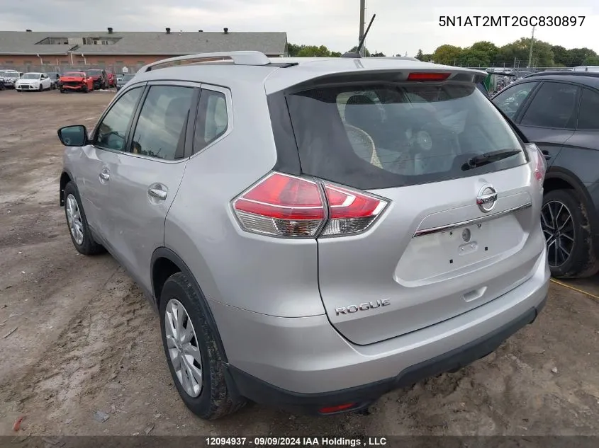 2016 Nissan Rogue VIN: 5N1AT2MT2GC830897 Lot: 12094937