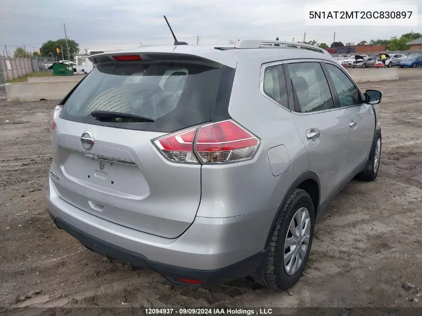 2016 Nissan Rogue VIN: 5N1AT2MT2GC830897 Lot: 12094937